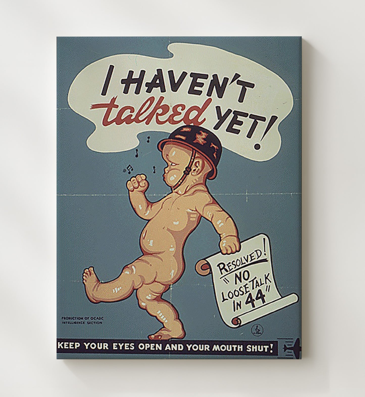 No Loose Talk Baby Poster vintage war canvas 20x24