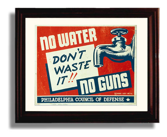 No Water - Save for Guns war poster wall art 8x10 Beveled Frame