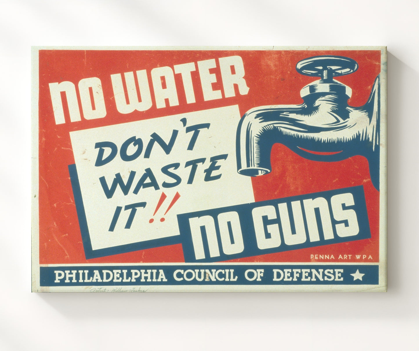 No Water - Save for Guns war poster wall art 20x24 Canvas