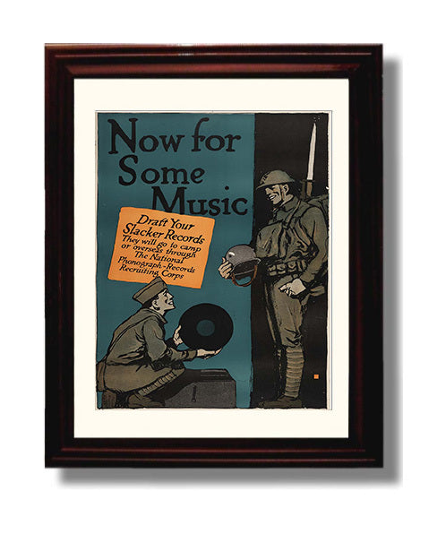 Now for Some Music war poster wall art 8x10 Beveled Frame
