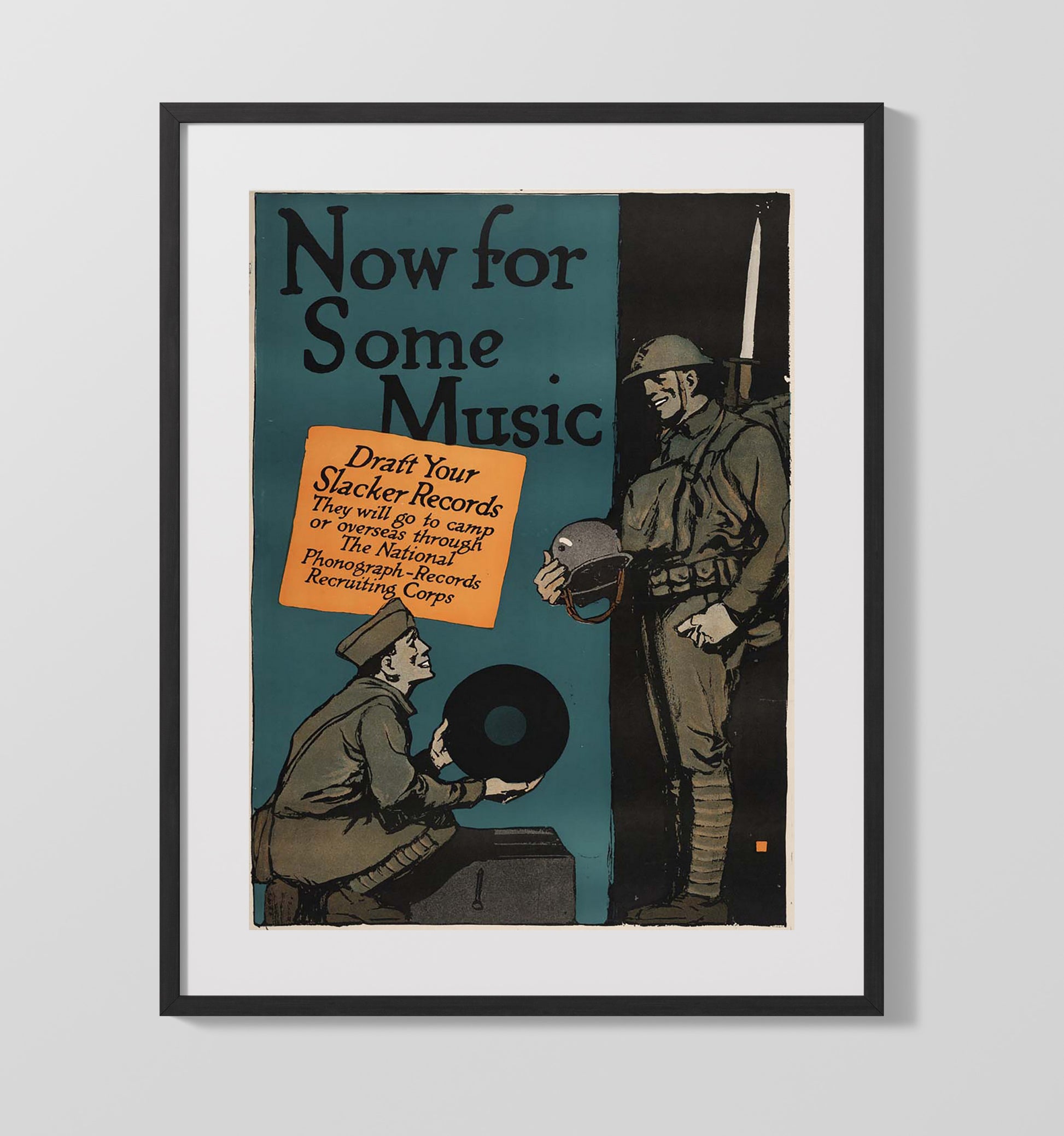 Vintage War Poster - Now for Some Music Vintage War Wall Art - 16x20 Gallery Frame