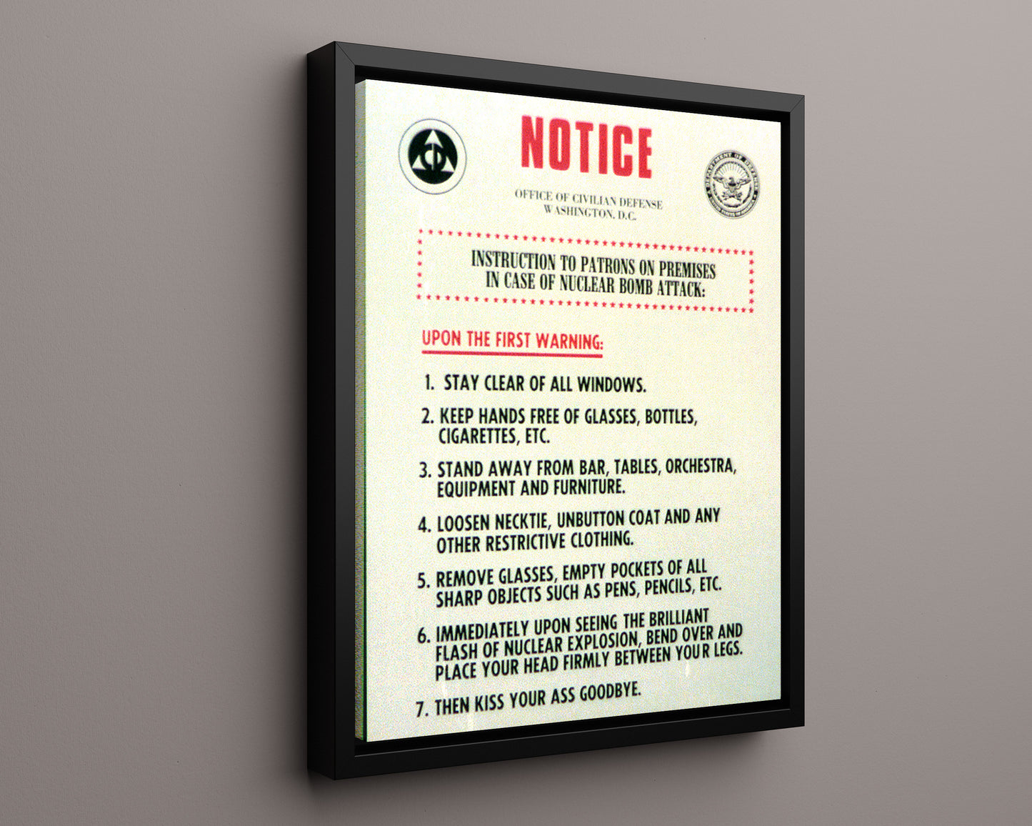 Vintage War Poster - Nuclear Bomb Attack Notice