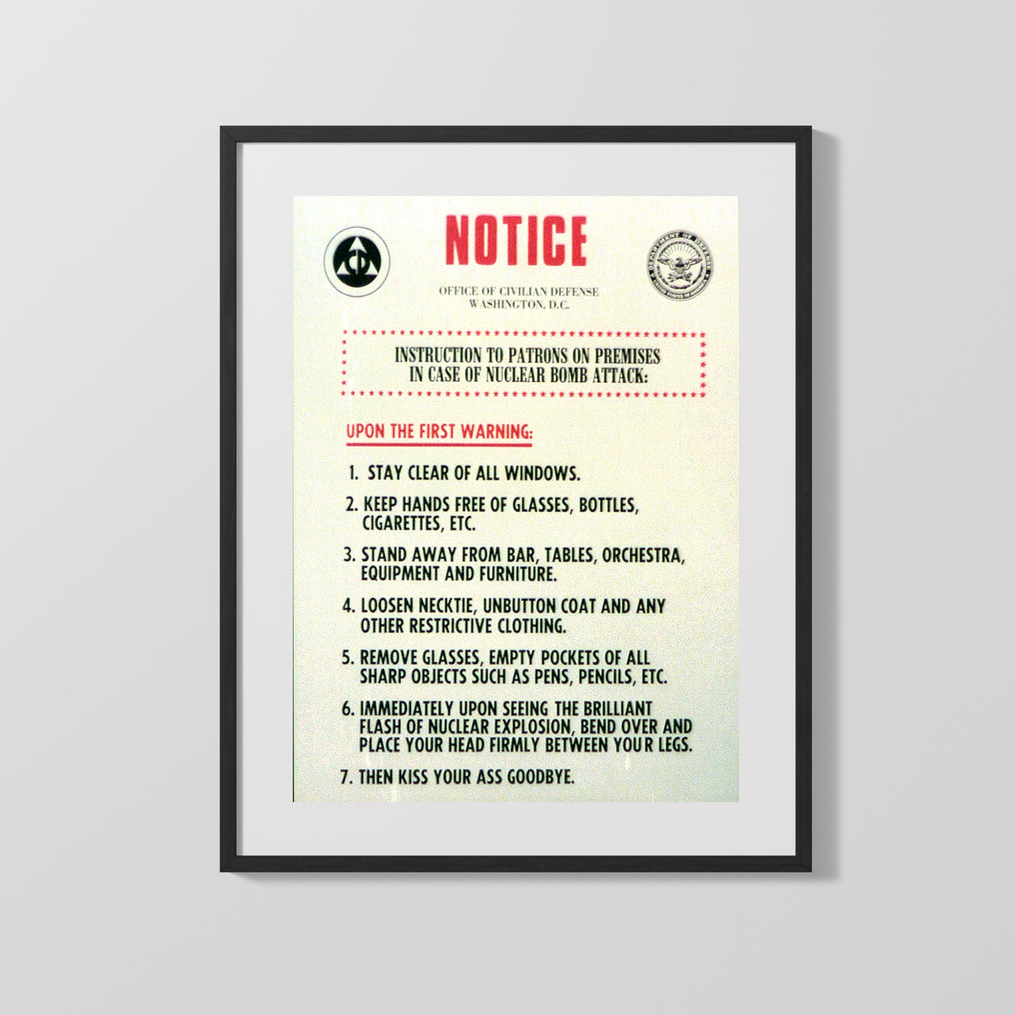 Vintage War Poster - Nuclear Bomb Attack Notice