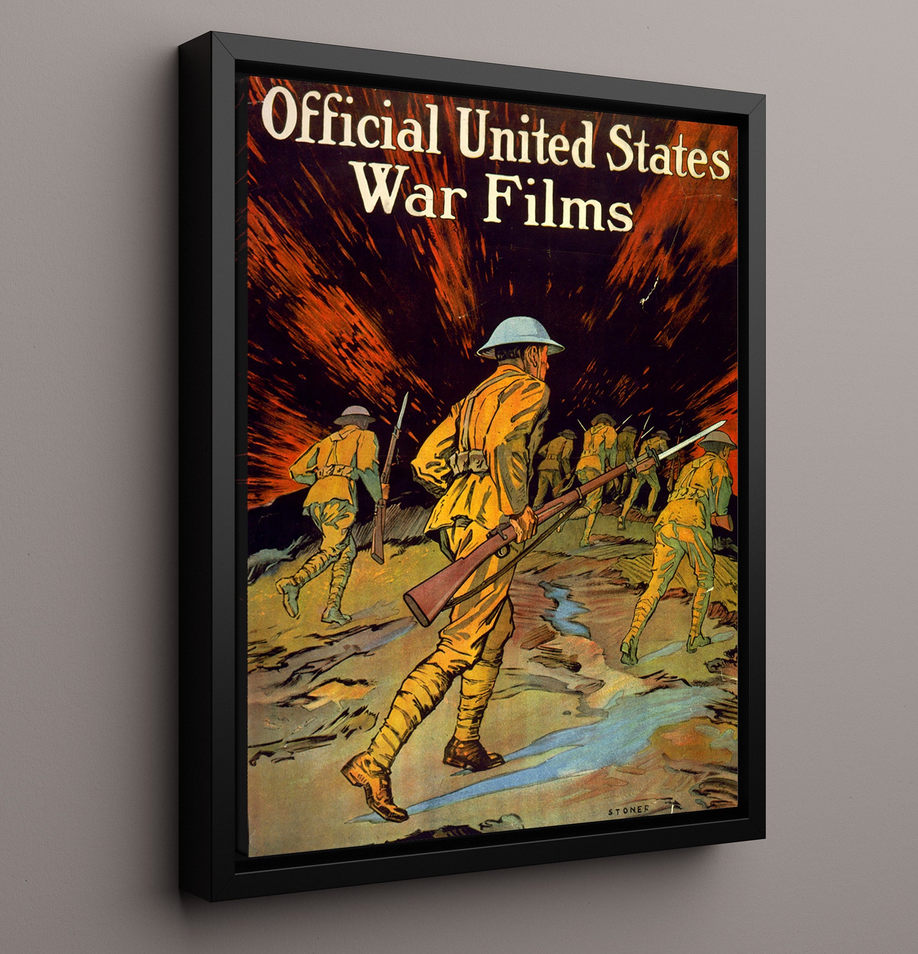 Official US War Films war poster wall art 16x20 Framed Canvas