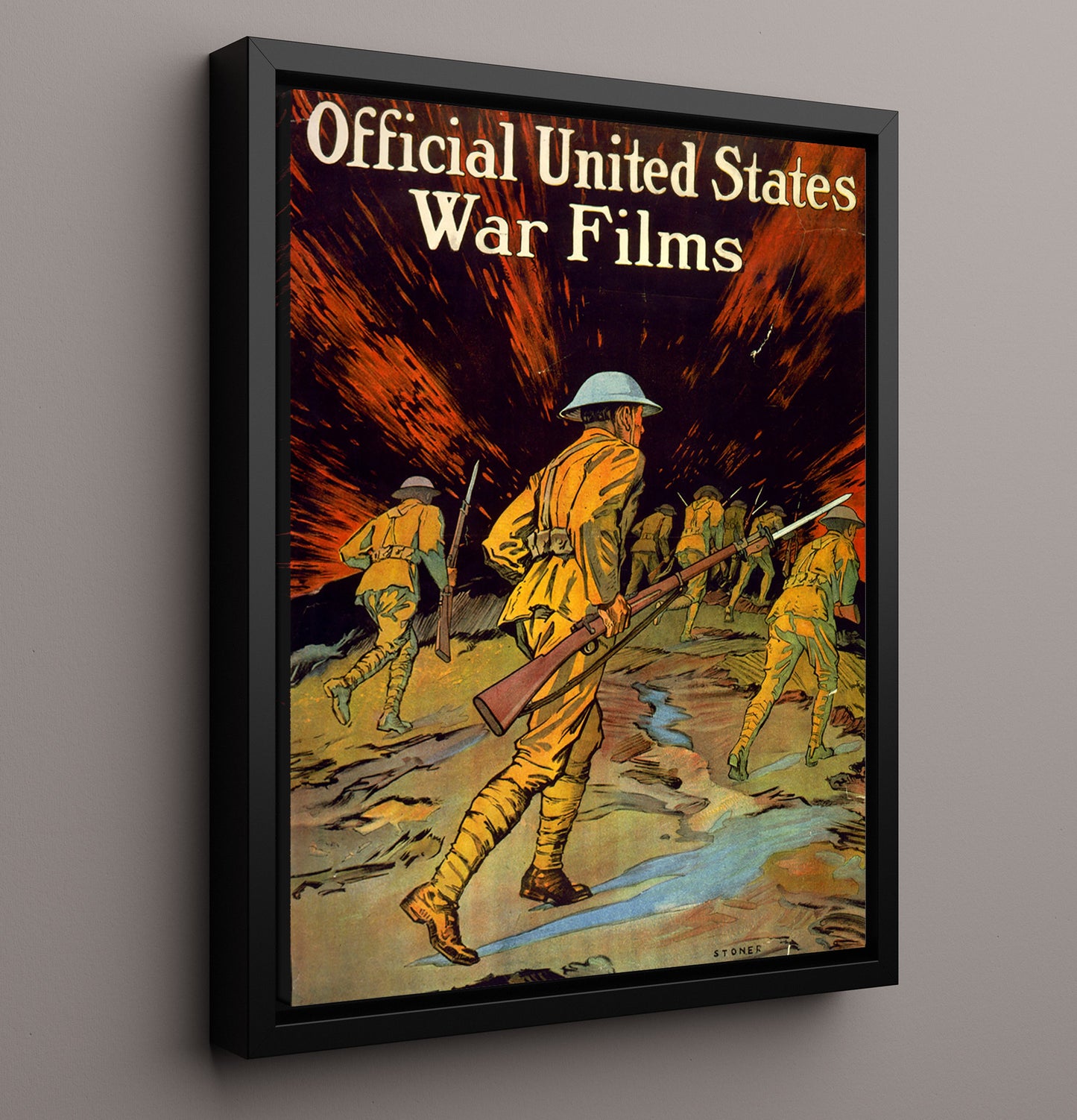 Vintage War Poster - Official US War Films Vintage War Wall Art - 16x20 Framed Canvas
