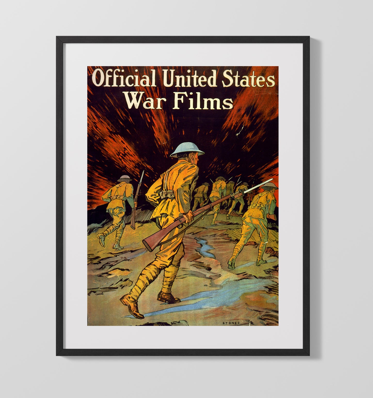Vintage War Poster - Official US War Films Vintage War Wall Art - 16x20 Gallery Frame