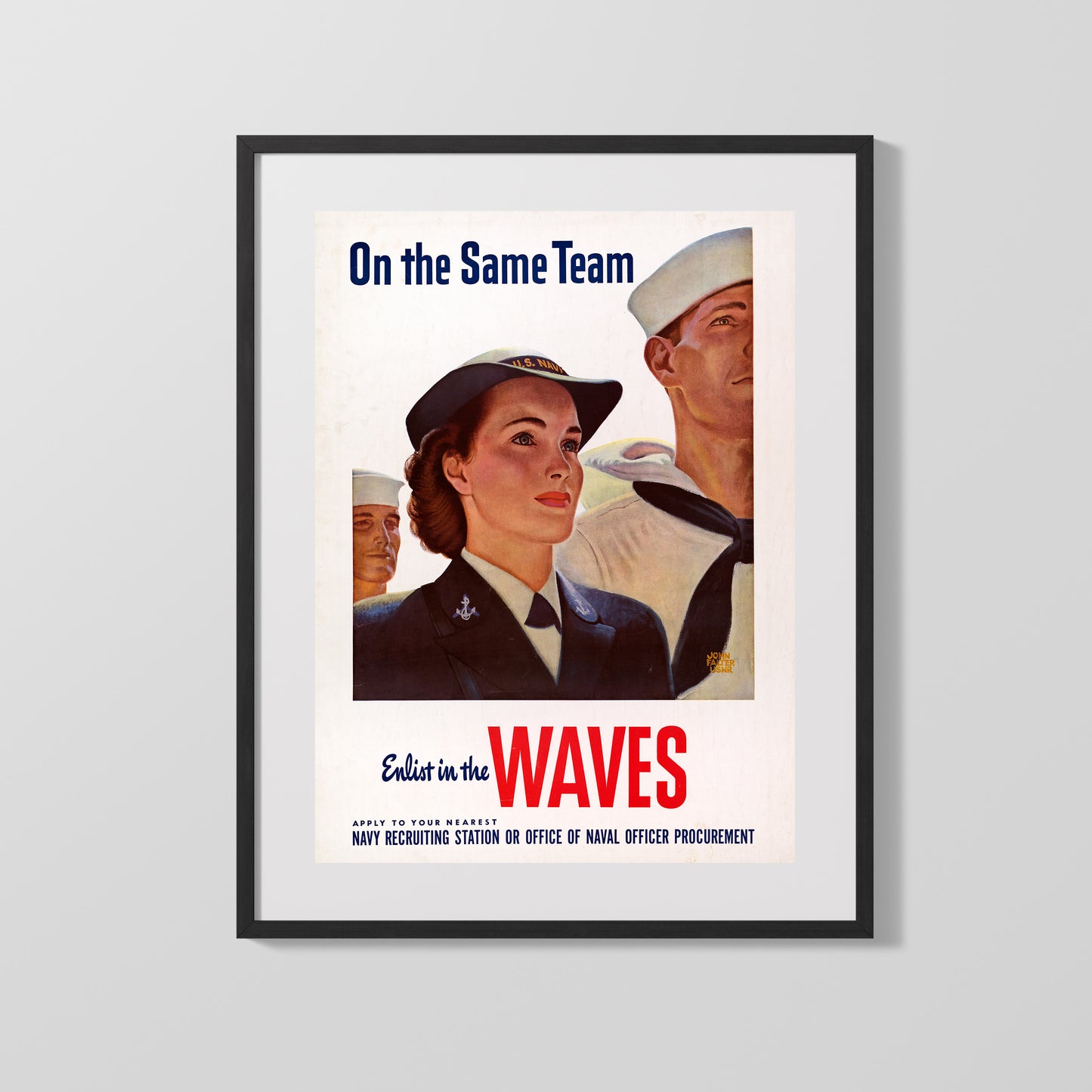 Vintage War Poster - On the Same Team Join the Waves