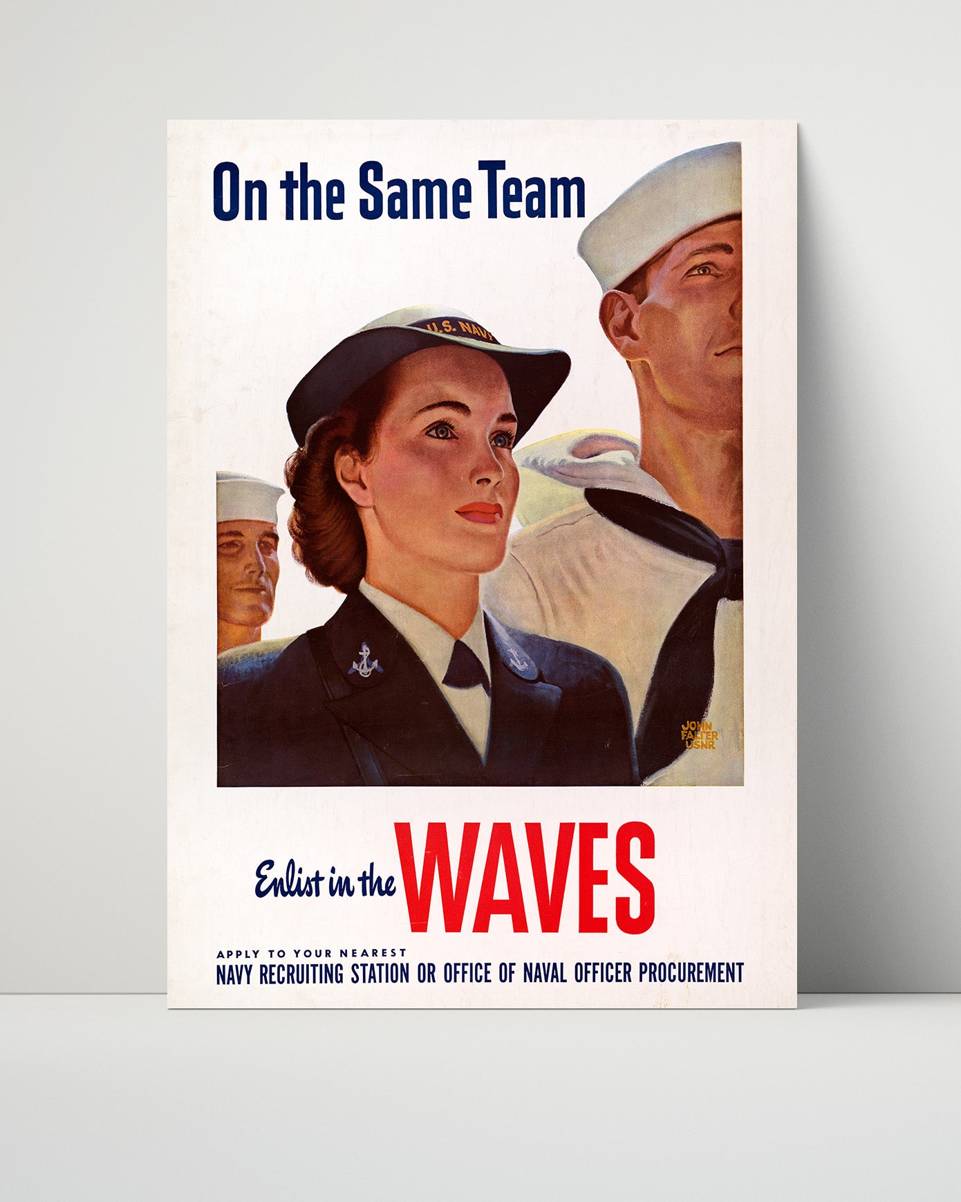 Vintage War Poster - On the Same Team Join the Waves