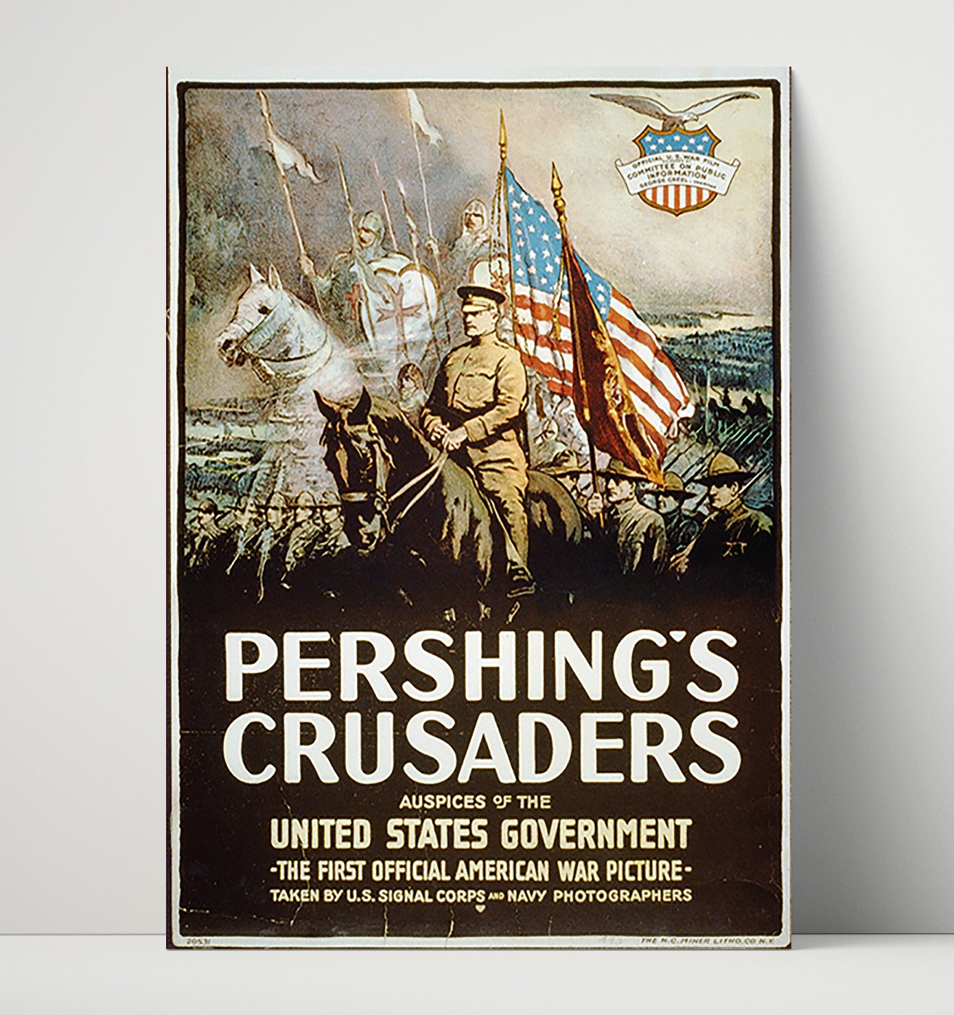 Vintage War Poster - Pershings Crusaders Vintage War Wall Art - 16x20 Unframed Print