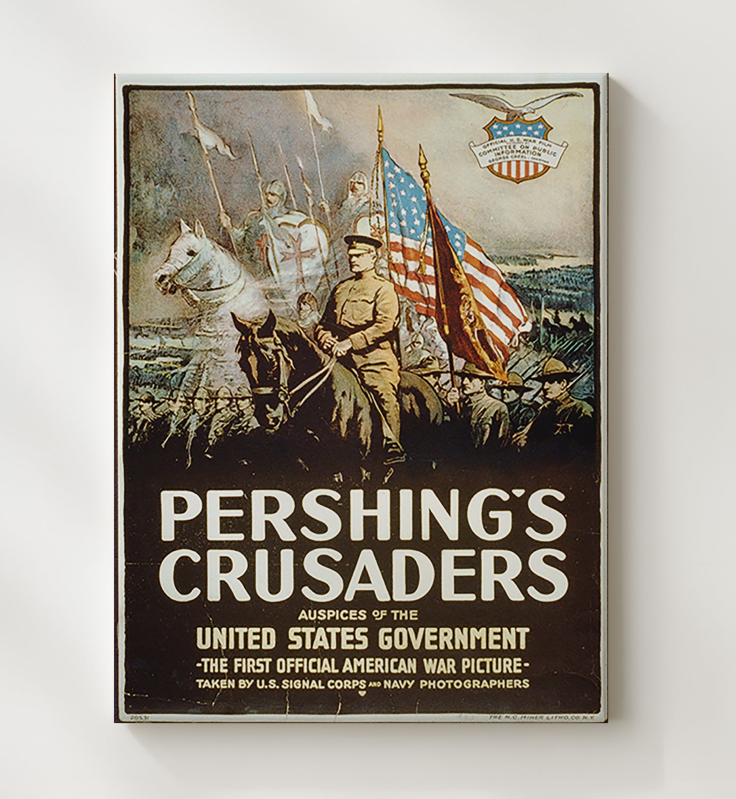Pershings Crusaders vintage war canvas 20x24