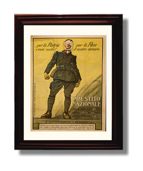 Prestito Nazionale National Loan Italy war poster wall art 8x10 Beveled Frame
