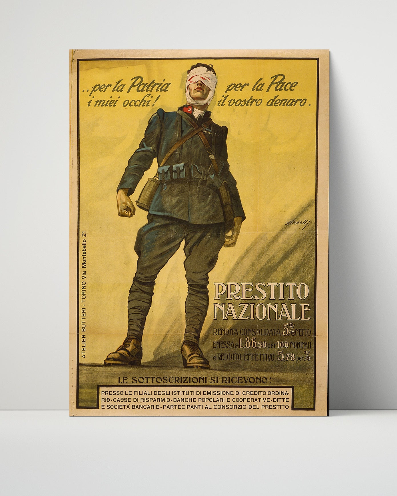 Vintage War Poster Unframed- Prestito Nazionale National Loan Italy