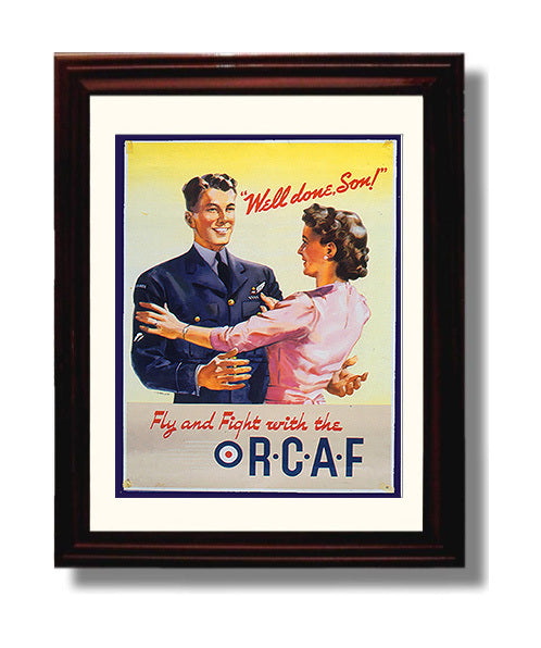 RCAF Pilot - Let's Go Fly High war poster wall art 8x10 Beveled Frame