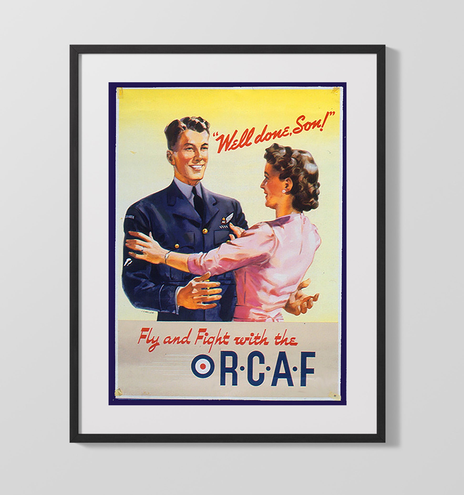 RCAF Pilot - Let's Go Fly High war poster wall art 16x20 Gallery Frame