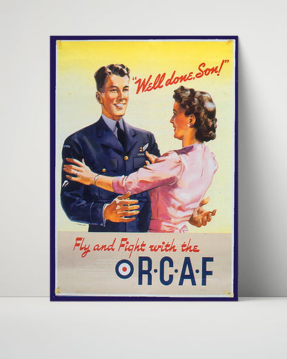 Vintage War Poster Unframed- RCAF Pilot - Lets Go Fly High