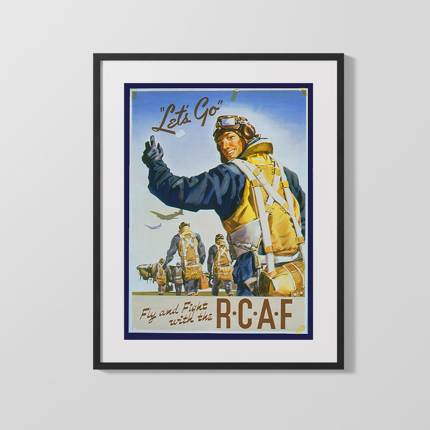 Vintage War Poster - RCAF Recruitment - Lets Go Fly and Fight