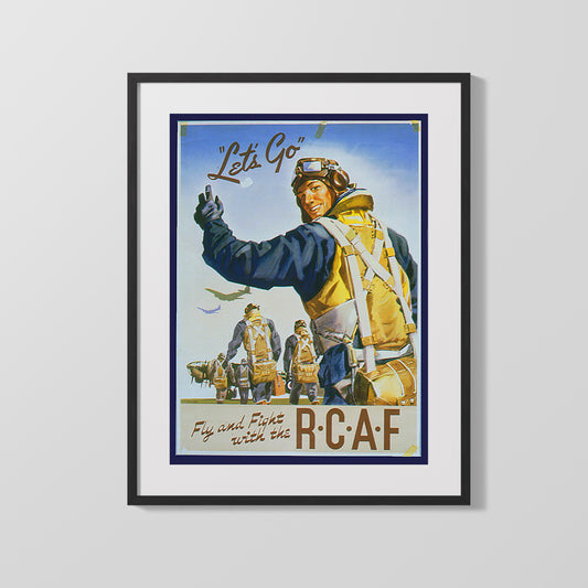 Vintage War Poster - RCAF Recruitment - Lets Go Fly and Fight