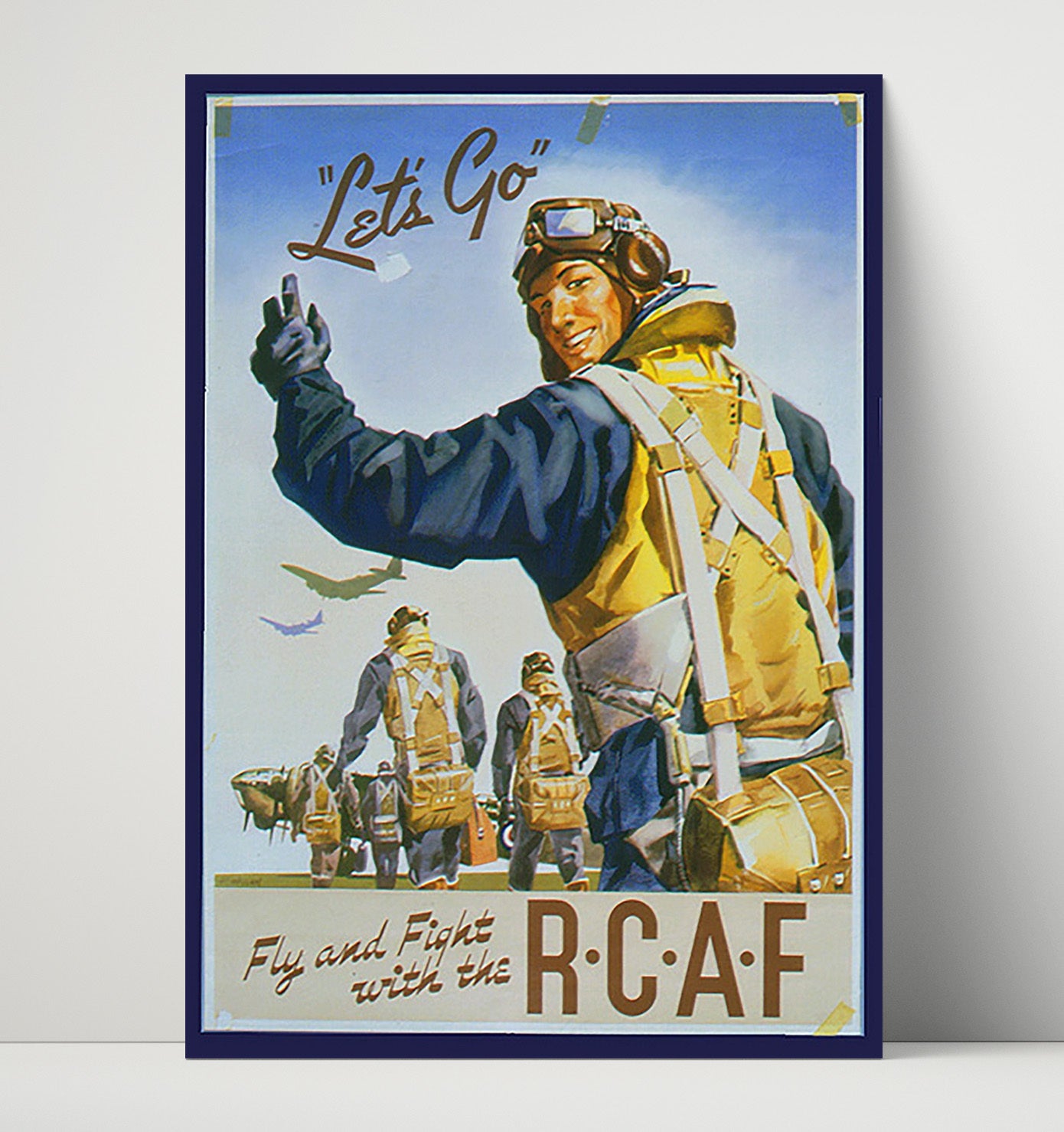Vintage War Poster - RCAF Recruitment - Lets Go Fly and Fight Vintage War Wall Art - 16x20 Unframed Print
