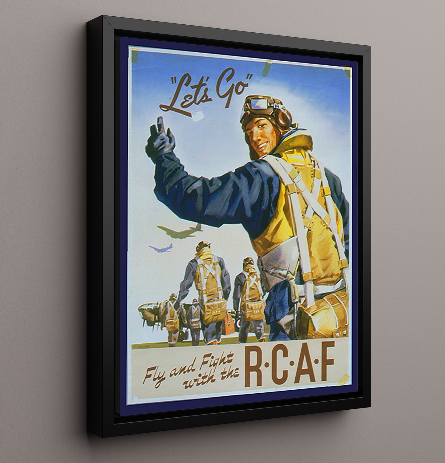 RCAF Recruitment - Let's Go Fly and Fight war poster wall art 16x20 Framed Canvas