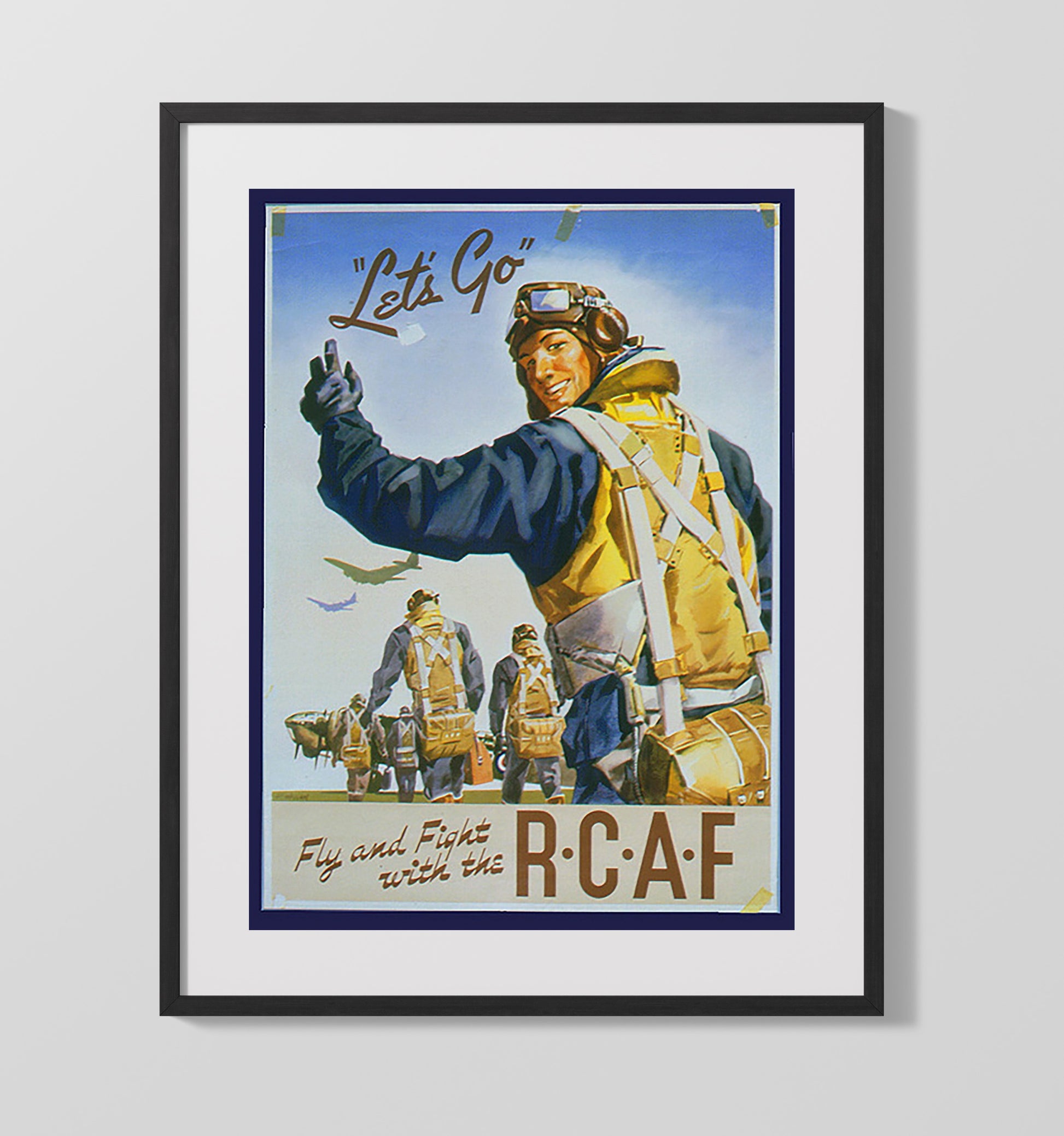 RCAF Recruitment - Let's Go Fly and Fight war poster wall art 16x20 Gallery Frame
