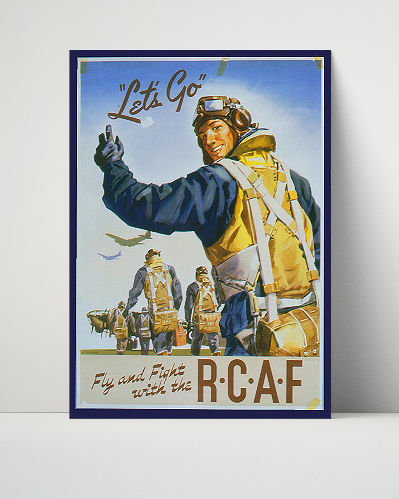 Vintage War Poster - RCAF Recruitment - Lets Go Fly and Fight