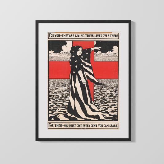 Vintage War Poster - Red Cross Give Every Cent You Can Spare