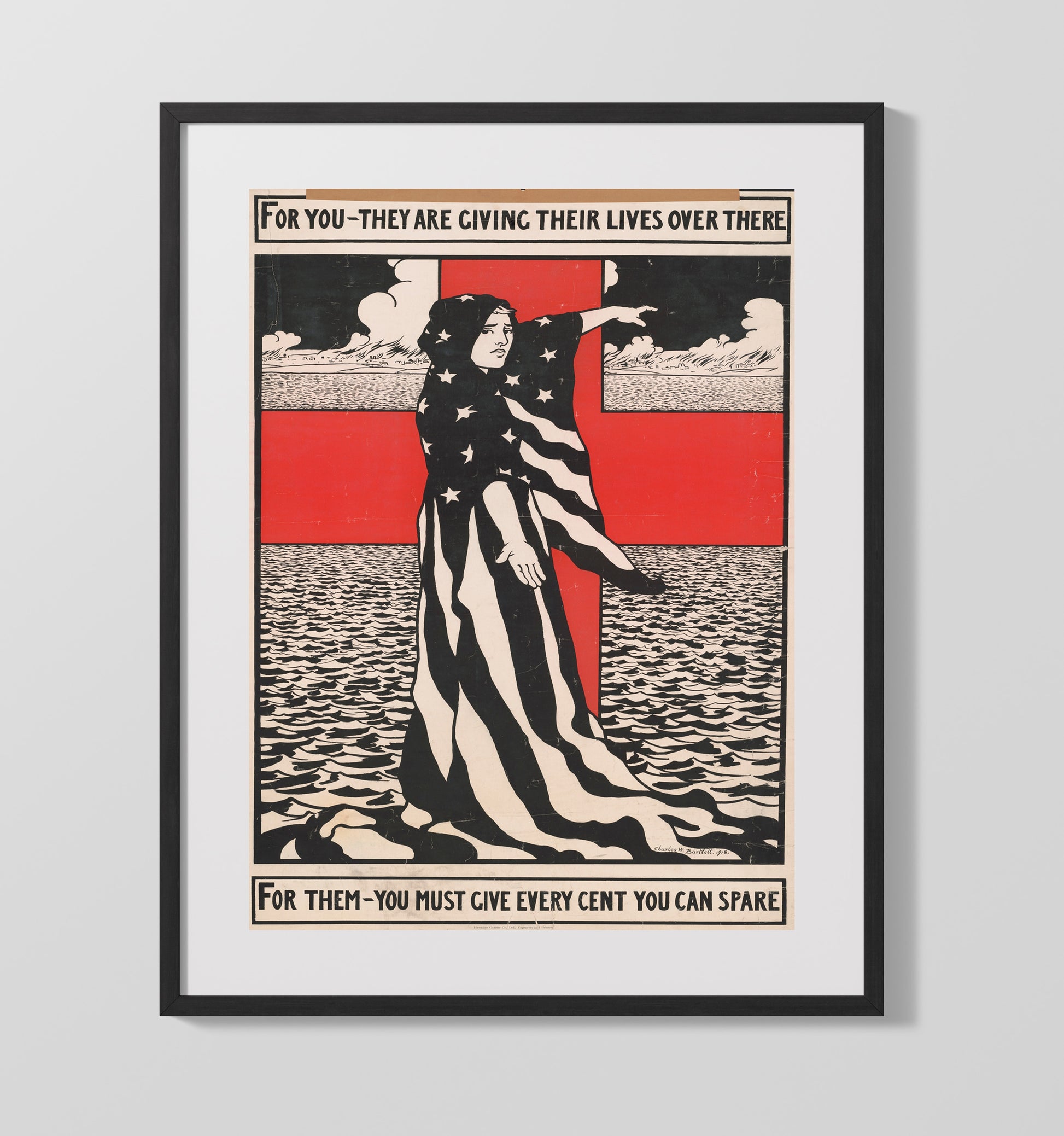 Red Cross Give Every Cent You Can Spare war poster wall art 16x20 Gallery Frame