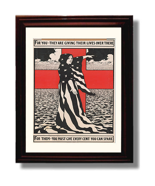 Red Cross Give Every Cent You Can Spare war poster wall art 8x10 Beveled Frame