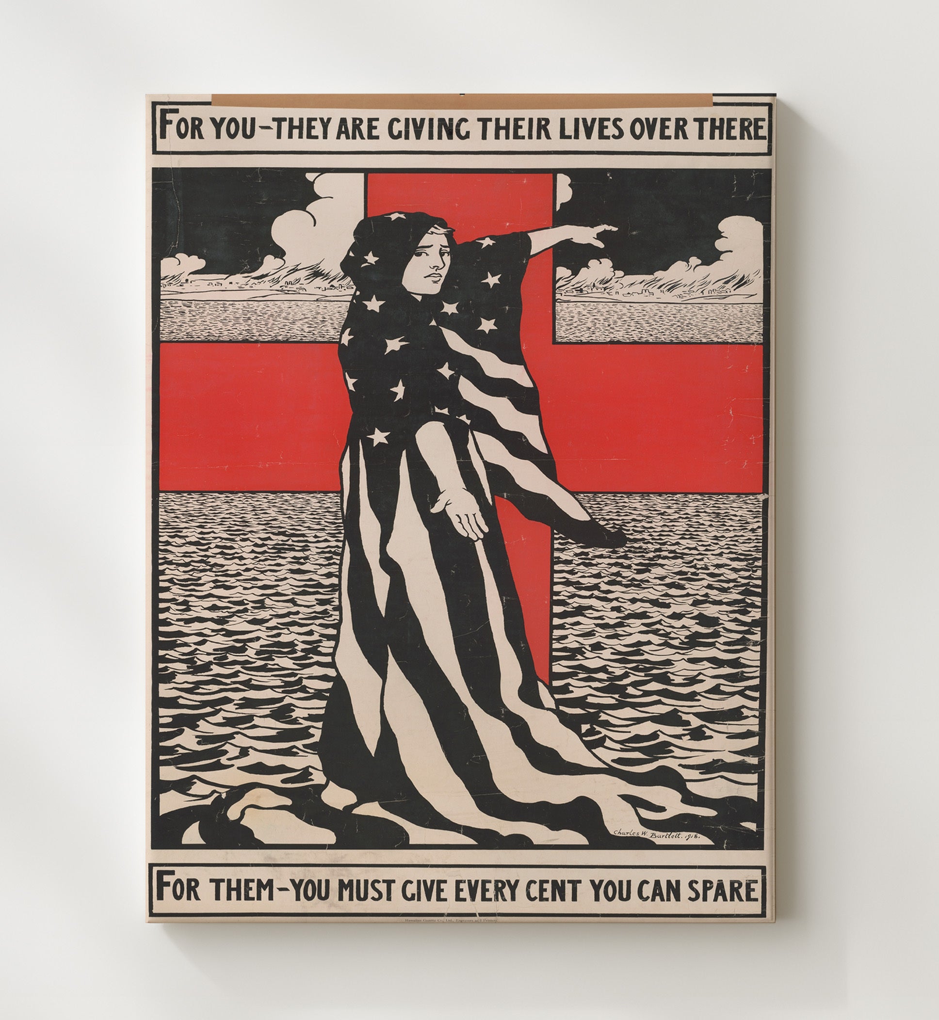 Red Cross Give Every Cent You Can Spare war poster wall art 20x24 Canvas