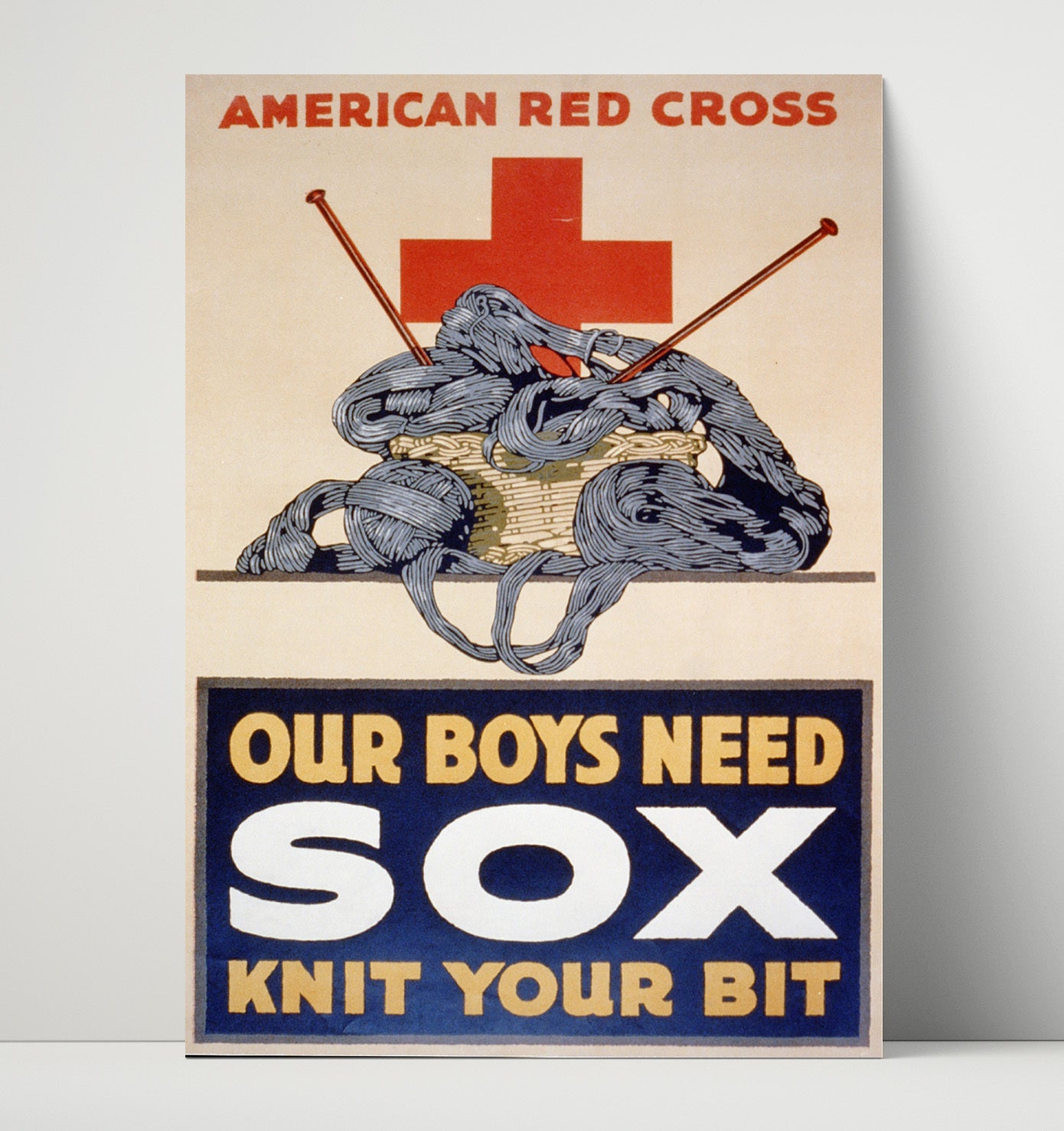 Vintage War Poster - Red Cross Our Boys Need Sox Vintage War Wall Art - 16x20 Unframed Print