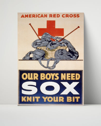 Vintage War Poster Unframed- Red Cross Our Boys Need Sox