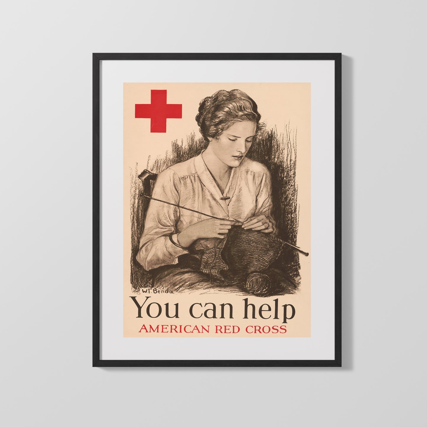 Vintage War Poster - Red Cross You Can Help