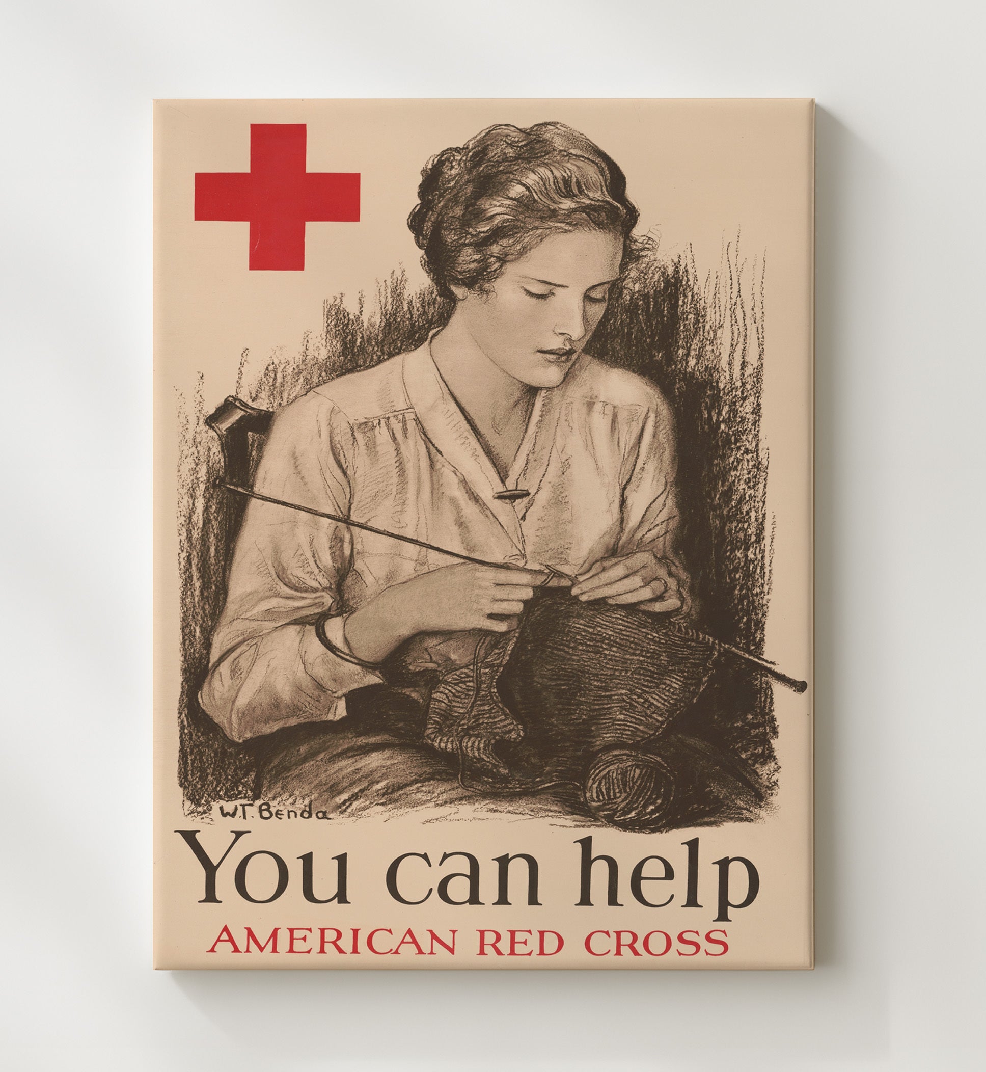 Red Cross You Can Help war poster wall art 20x24 Canvas