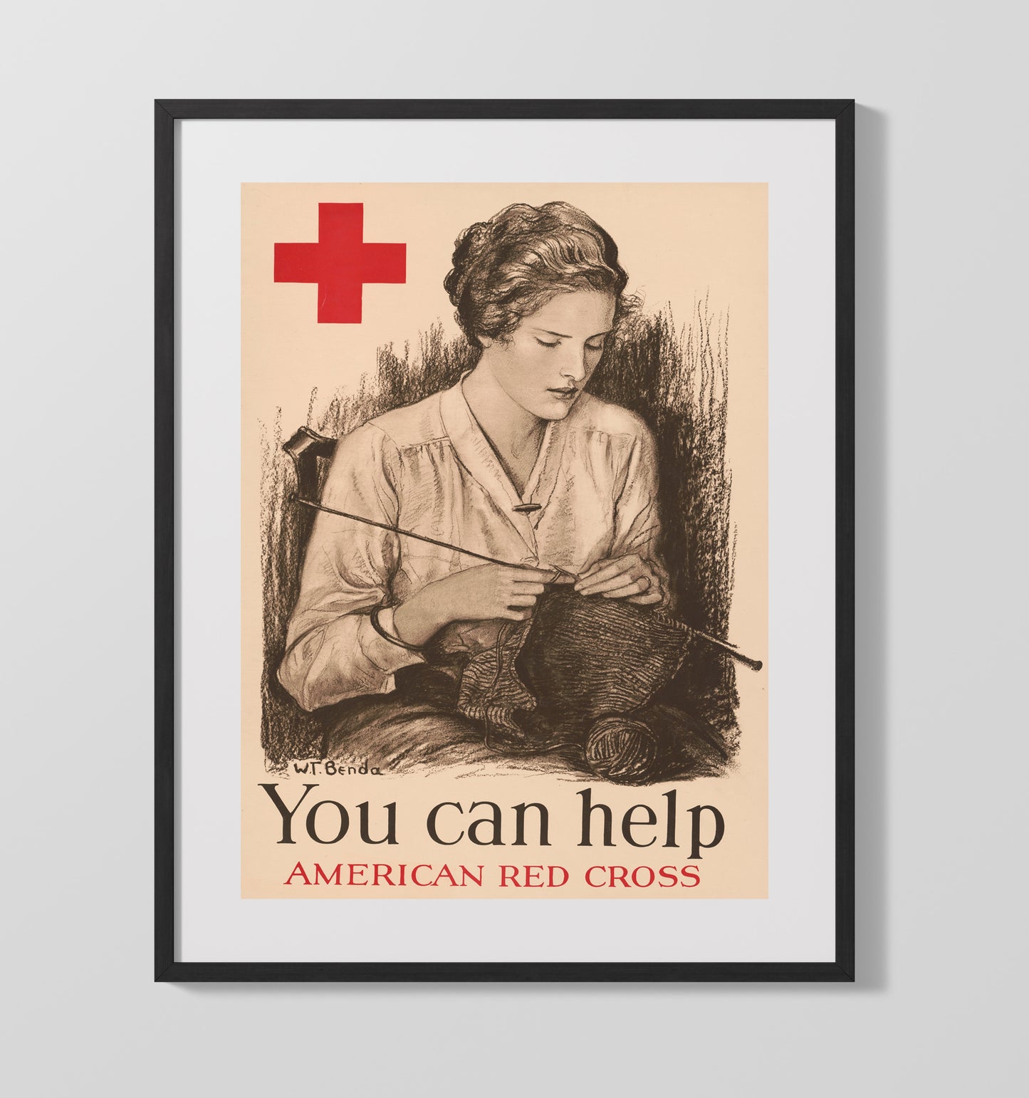 Red Cross You Can Help war poster wall art 16x20 Gallery Frame