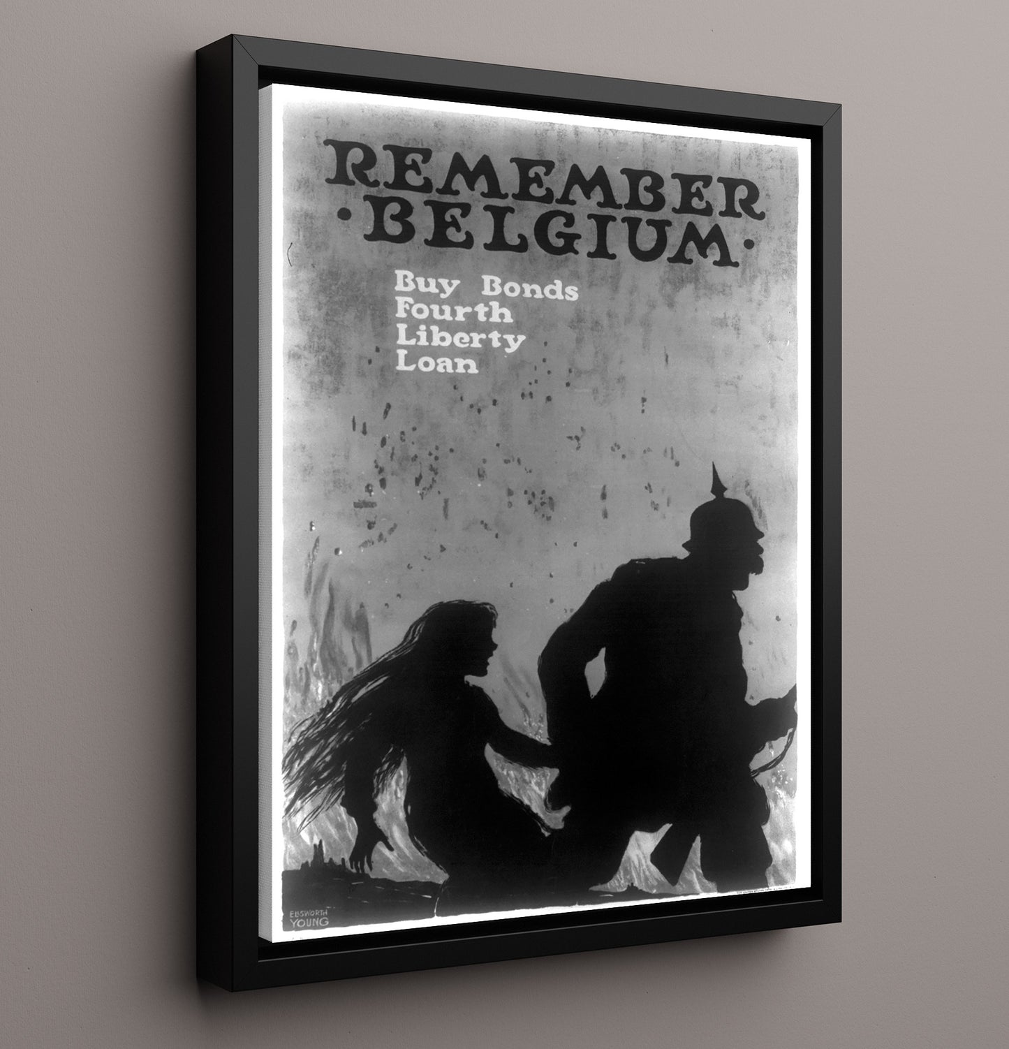 Remember Belgium Buy Bonds 4th Liberty Loan war poster wall art 16x20 Framed Canvas