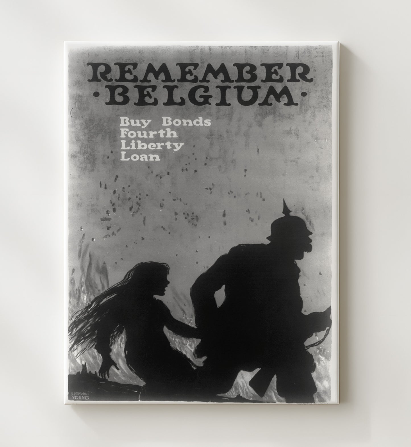 Vintage War Poster - Remember Belgium Buy Bonds 4th Liberty Loan Vintage War Wall Art - 20x24 Canvas