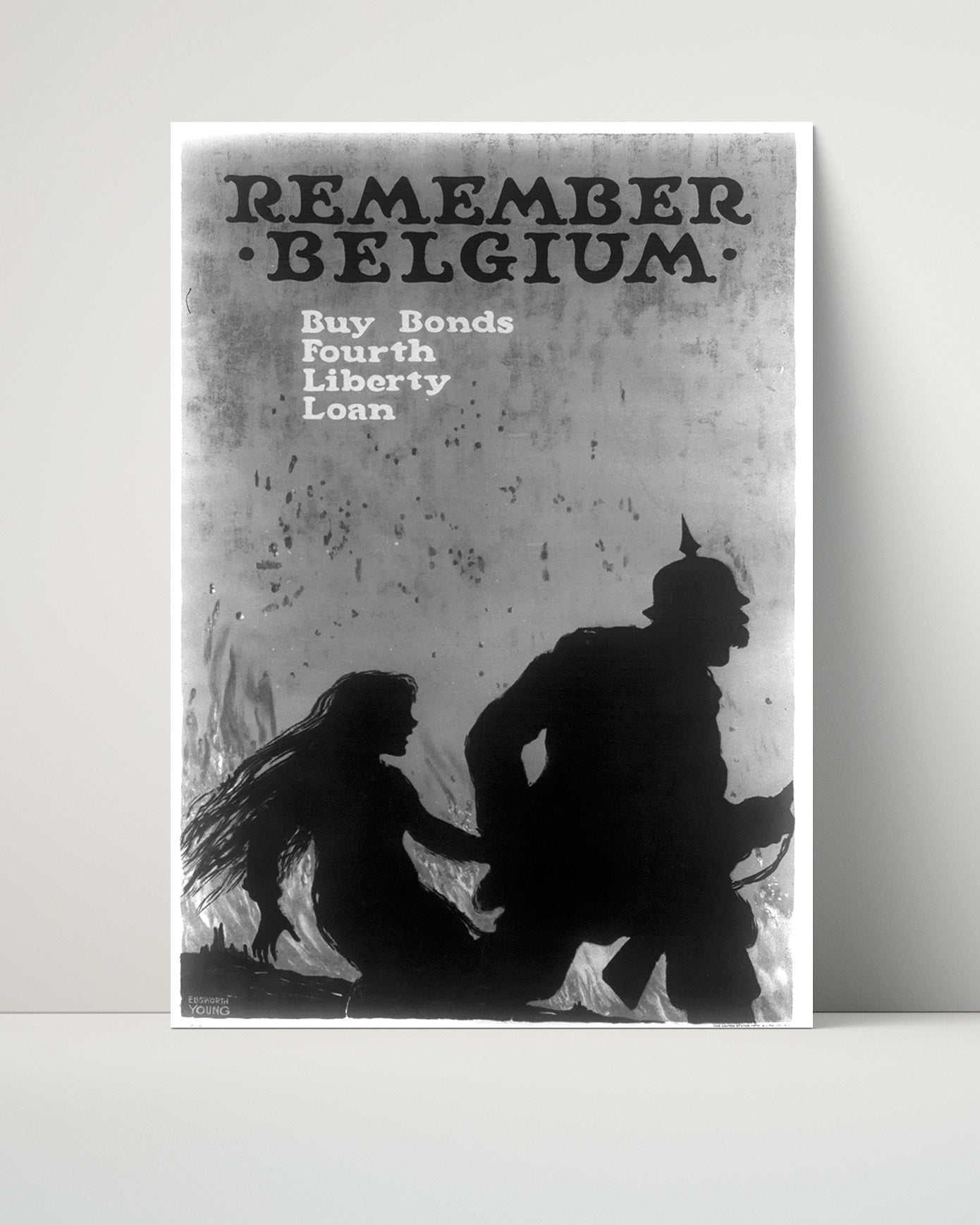 Vintage War Poster - Remember Belgium Buy Bonds 4th Liberty Loan