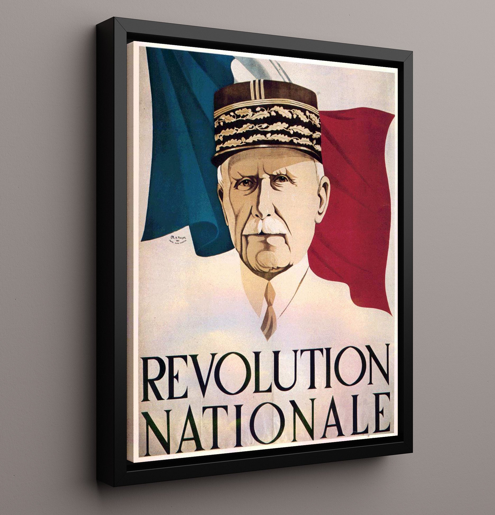 Vintage War Poster - Revolution Nationale France Vintage War Wall Art - 16x20 Framed Canvas