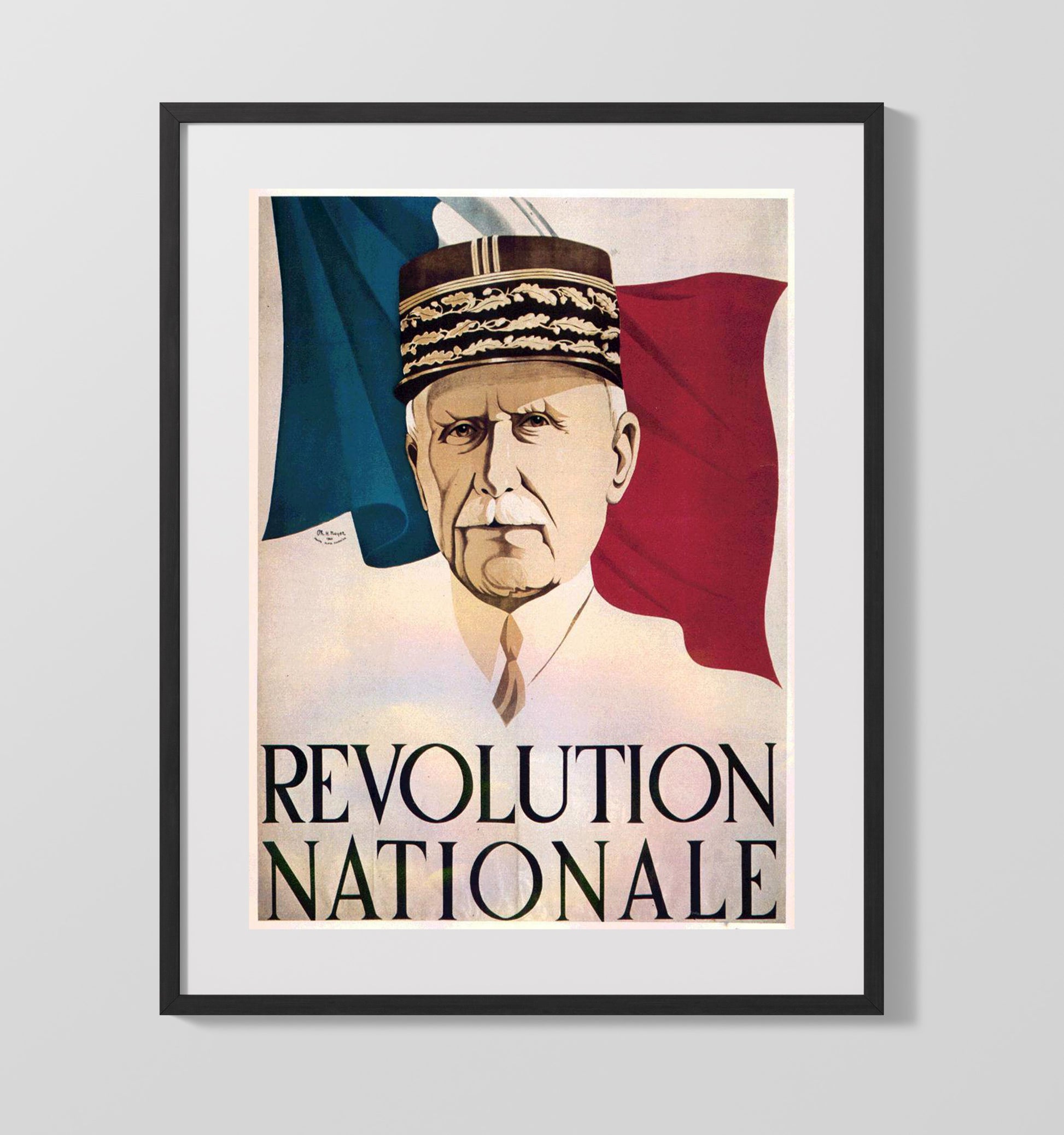 Vintage War Poster - Revolution Nationale France Vintage War Wall Art - 16x20 Gallery Frame