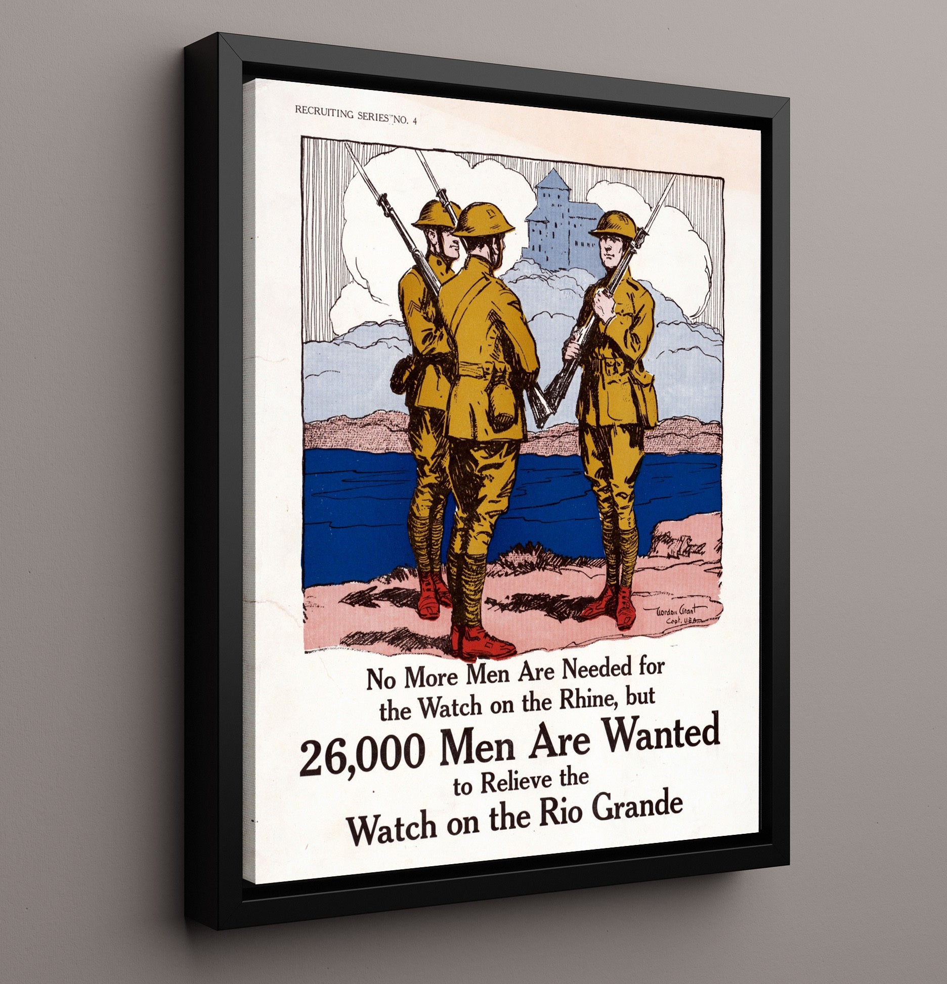 Vintage War Poster - Rio Grande Call - DutyShift Vintage War Wall Art - 16x20 Framed Canvas