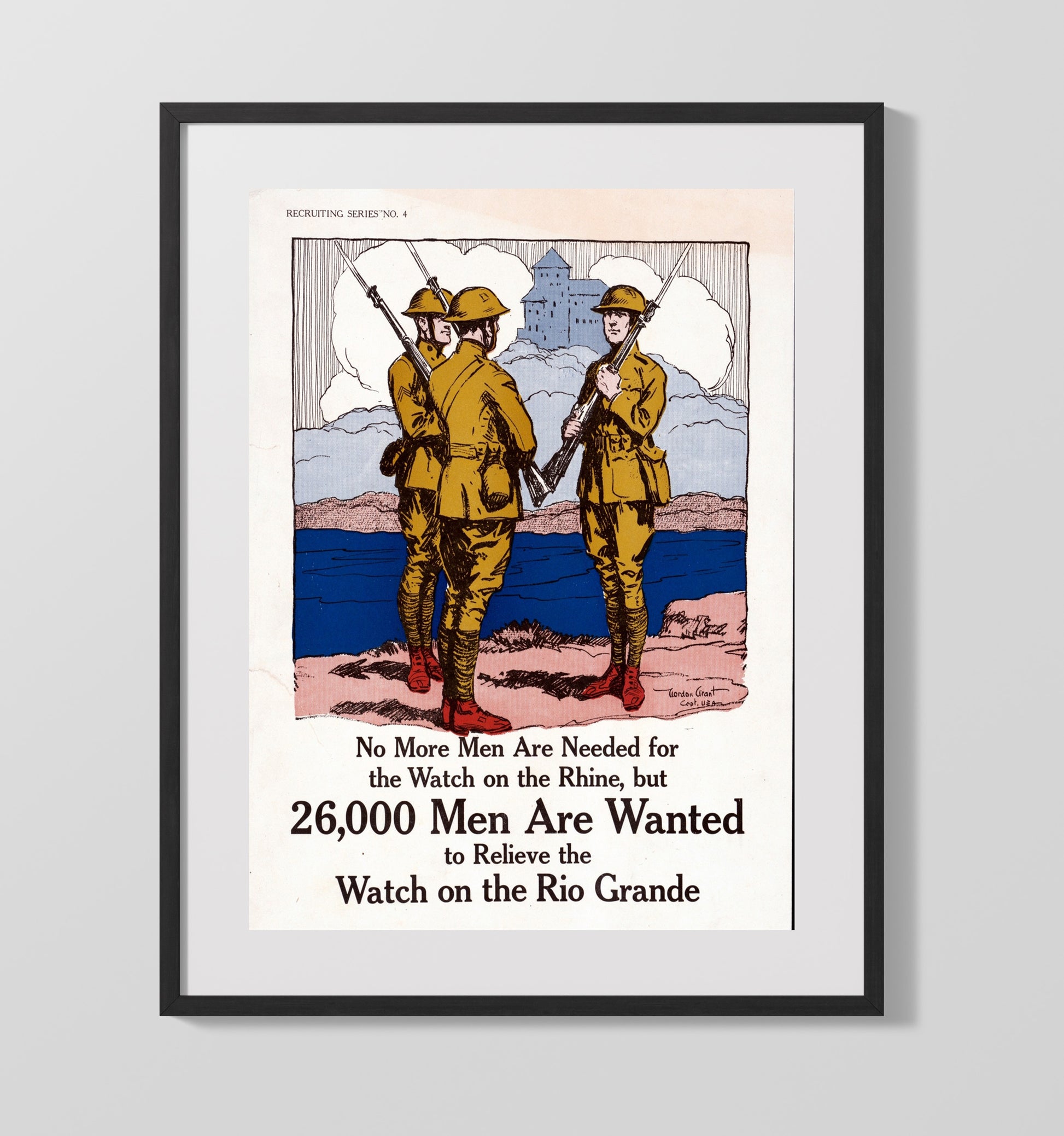 Vintage War Poster - Rio Grande Call - DutyShift Vintage War Wall Art - 16x20 Gallery Frame