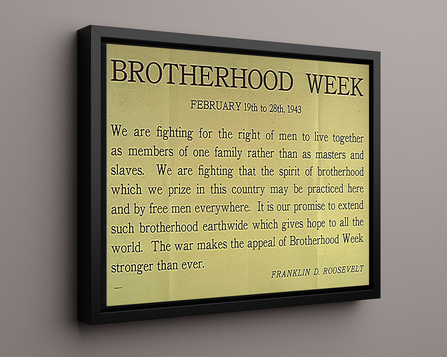Vintage War Poster - Roosevelt Brotherhood Week - Unity is our strength