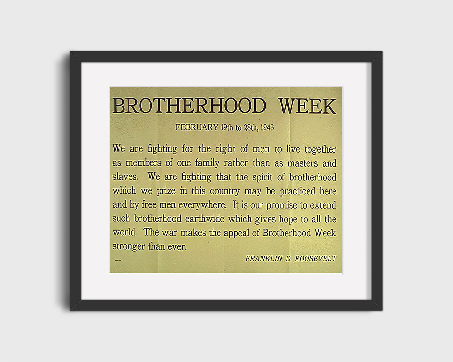Vintage War Poster - Roosevelt Brotherhood Week - Unity is our strength