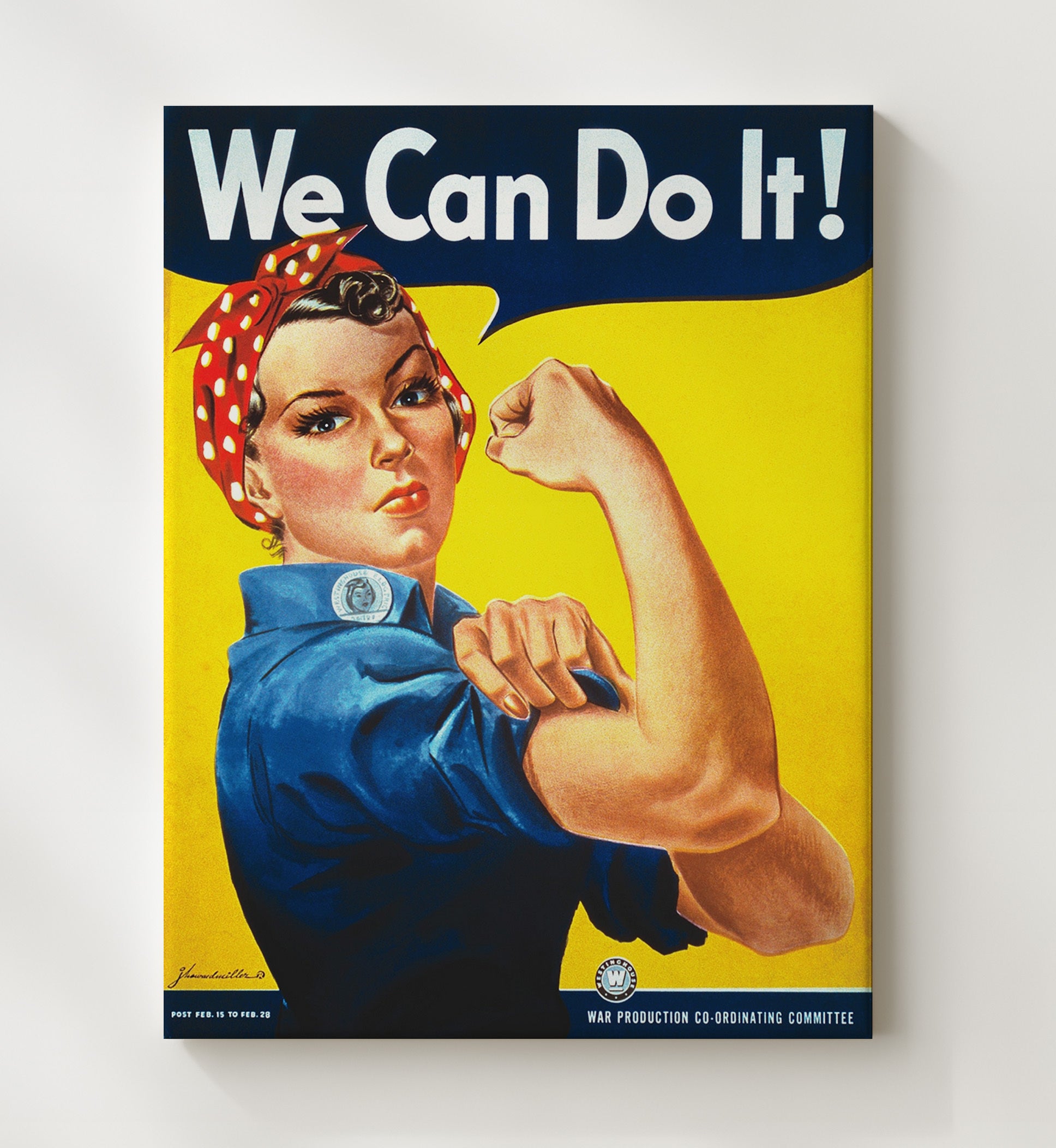 Vintage War Poster - Rosie Riveter - CanDo Vintage War Wall Art - 20x24 Canvas