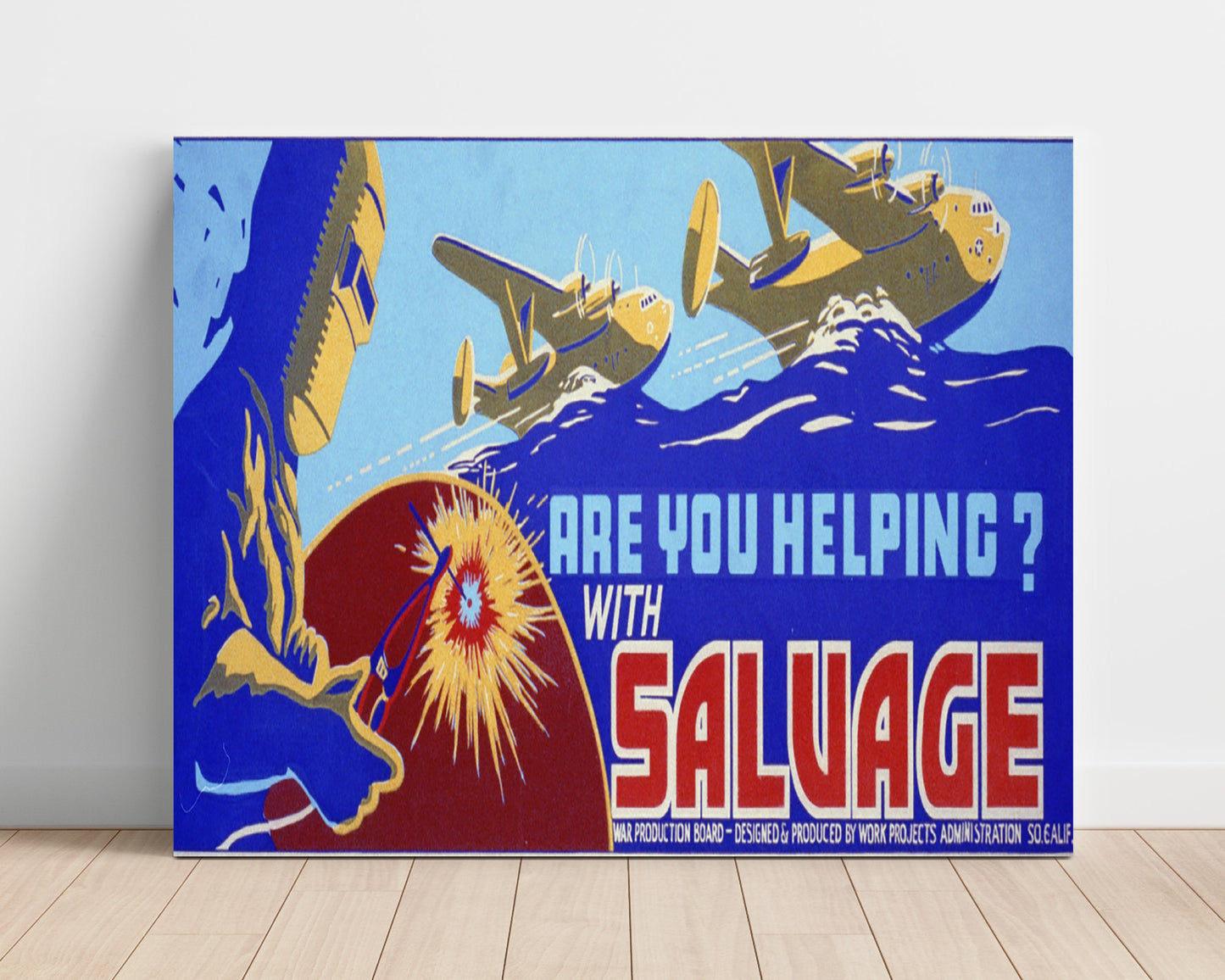 Vintage War Poster - Salvage Effort - Weld Today Win Tomorrow