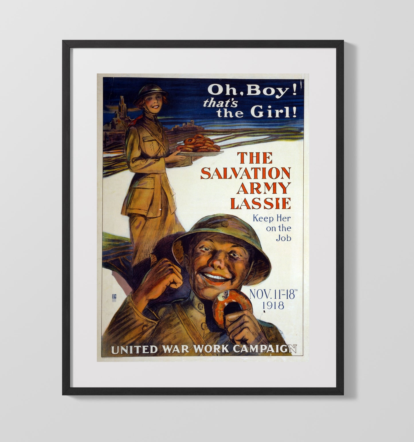 Vintage War Poster - Salvation Army Lassie Vintage War Wall Art - 16x20 Gallery Frame