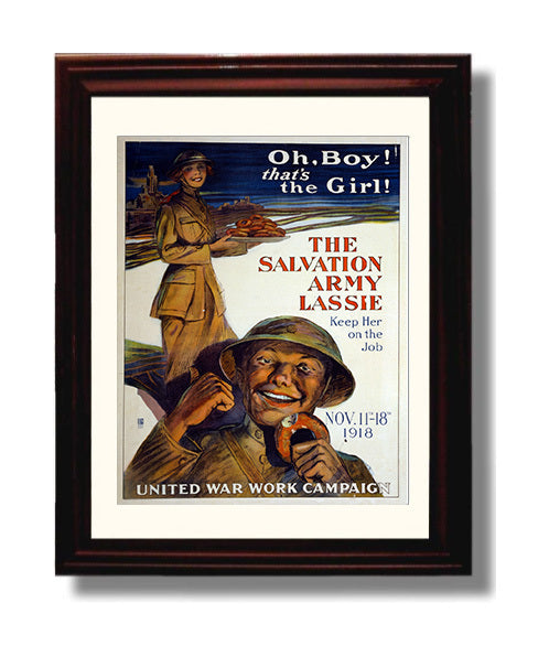 Vintage War Poster - Salvation Army Lassie Vintage War Wall Art - 8x10 Beveled Frame