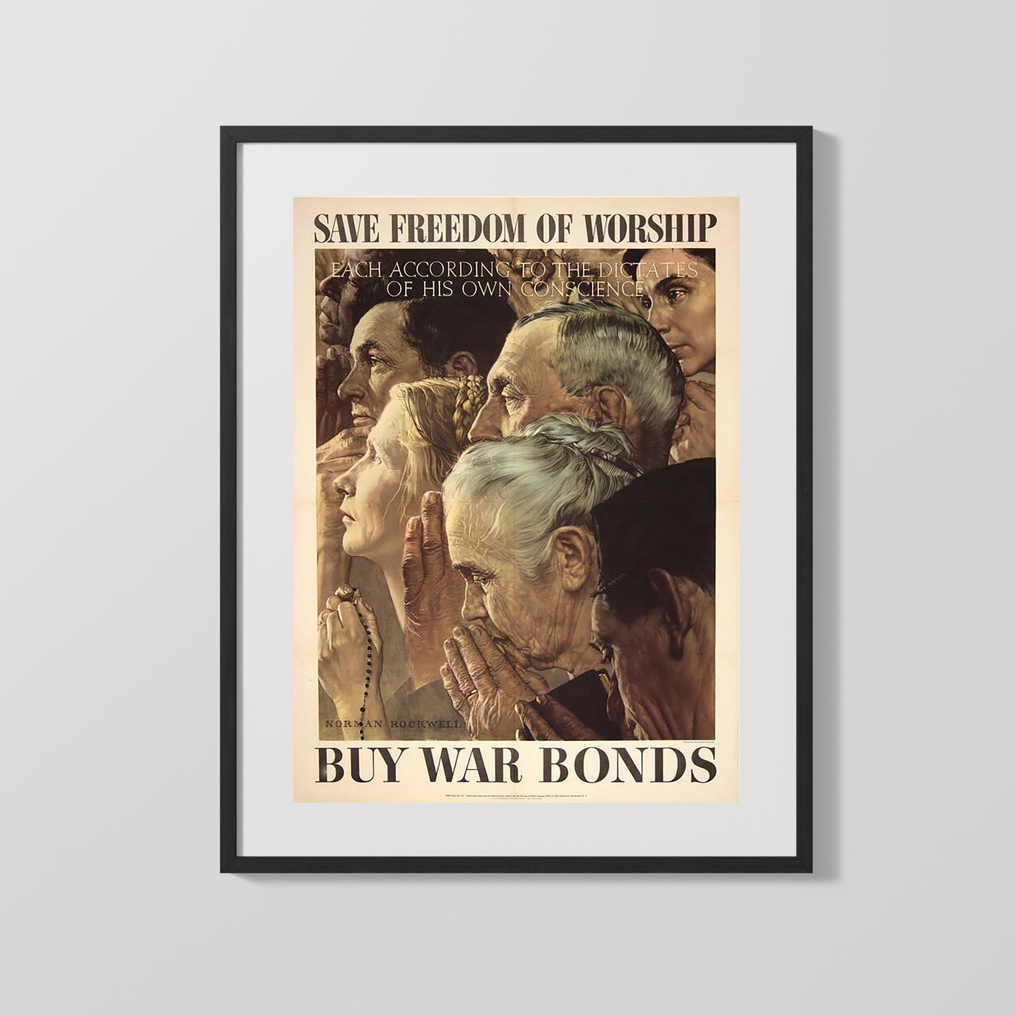 Vintage War Poster - Save Freedom of Worship Buy War Bonds
