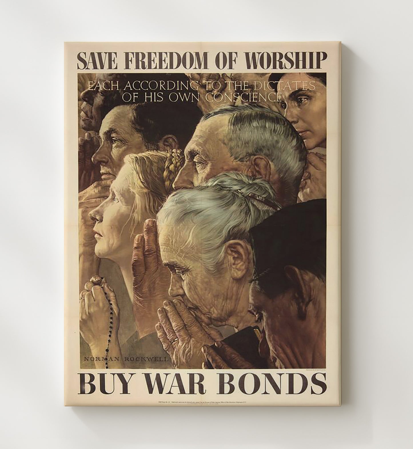 Save Freedom of Worship Buy War Bonds vintage war canvas 20x24