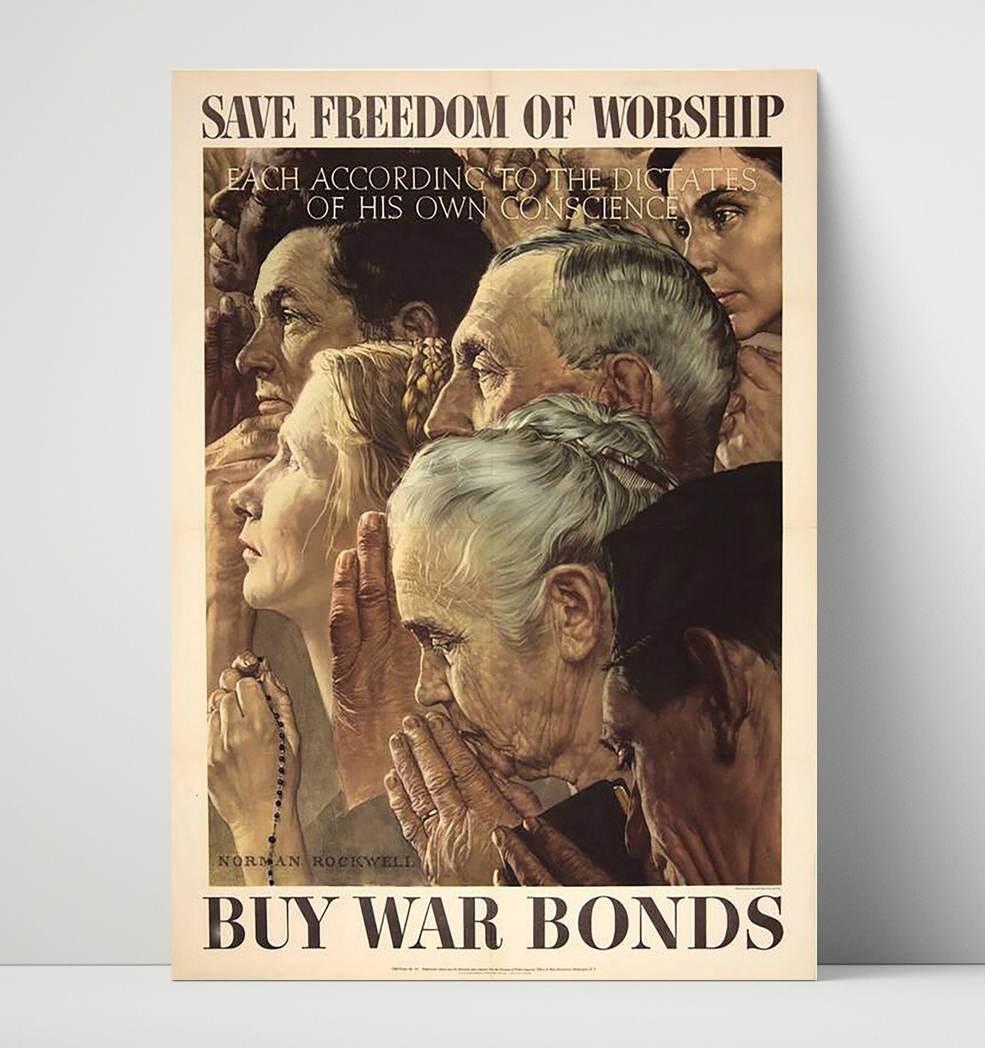 Save Freedom of Worship Buy War Bonds war poster wall art 16x20 Unframed Print